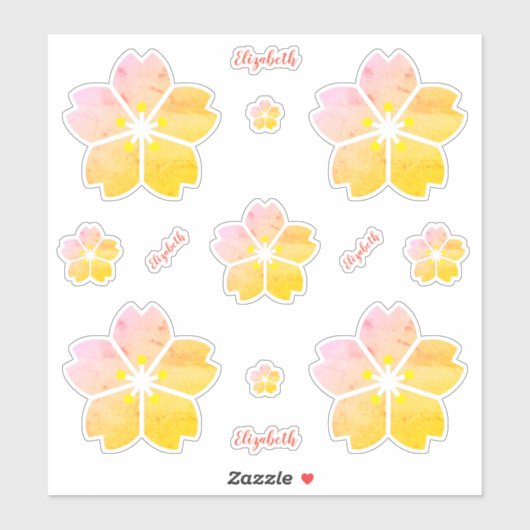 Aangepaste goudroze Cherry Blossom Vinyl Sticker (Vel)