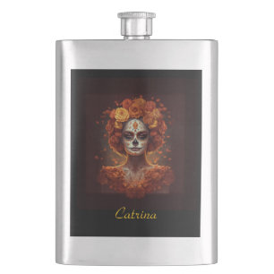 Aangepaste goudsbloem Catrina Día de los Muertos Flacon