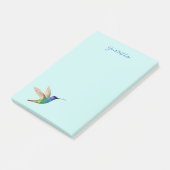 Aangepaste Goudstaart Sapphire Hummingbird Post-it® Notes (Schuin)