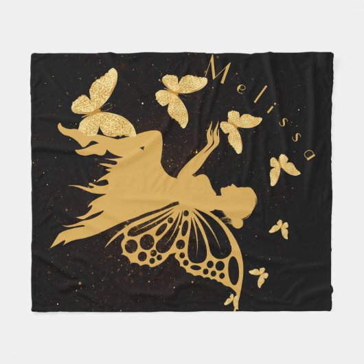Aangepaste goudvlinder fleece deken (Voorkant (Horizontaal))