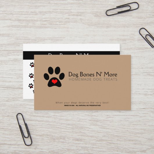 Aangepaste Gourmet Dog behandelt bakkerijbedrijven Visitekaartje (Voorkant / Achterkant in situ)