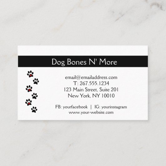 Aangepaste Gourmet Dog behandelt bakkerijbedrijven Visitekaartje (Achterkant)