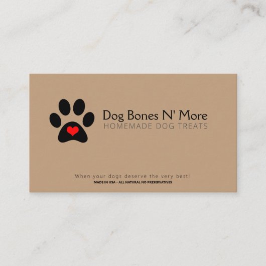 Aangepaste Gourmet Dog behandelt bakkerijbedrijven Visitekaartje (Voorkant)