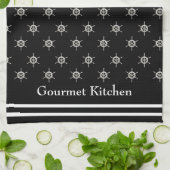 Aangepaste Gourmet Kitchen B&W Boat Helm Theedoek (Gevouwen)