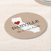 Aangepaste GPS-coördinaten CA Heart Paper-Onderzet Ronde Kartonnen Onderzetter (Gebogen)