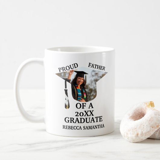 Aangepaste graafkap tassel foto trotse vader koffiemok (Met donut)