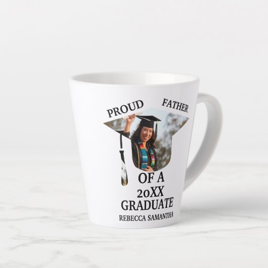 Aangepaste graafkap tassel foto trotse vader latte mok (Rechterhoek)