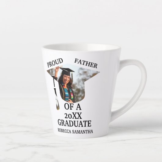 Aangepaste graafkap tassel foto trotse vader latte mok (Rechts)