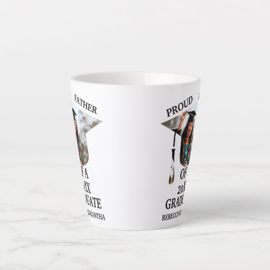 Aangepaste graafkap tassel foto trotse vader latte mok (Voorkant)