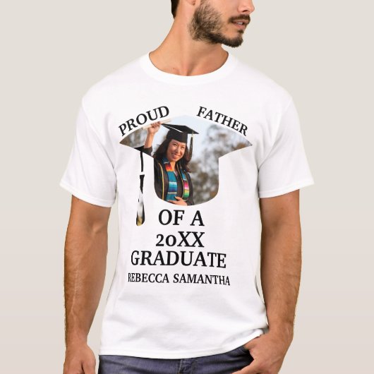 Aangepaste graafkap tassel foto trotse vader t-shirt (Voorkant)
