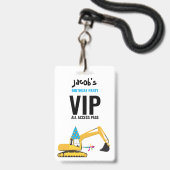 Aangepaste Graafmachine Verjaardagsfeest Pas Favor Badge (Voorzijde met lanyard)