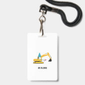Aangepaste Graafmachine Verjaardagsfeest Pas Favor Badge (Achterkant met lanyard)
