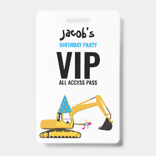 Aangepaste Graafmachine Verjaardagsfeest Pas Favor Badge