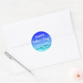 AANGEPASTE Gradiënt Blauwe Vaderdag snor Ronde Sticker (Envelop)