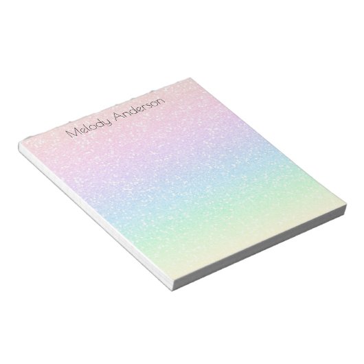 Aangepaste gradiënt regenbooglitter Girly-laptop Notitieblok (Schuin)