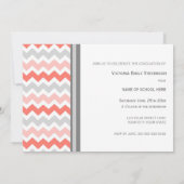 Aangepaste Graduation Party Invitation Coral Chevr Kaart (Achterkant)