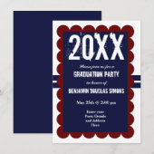 Aangepaste Graduation Party nodigt Navy Blue Red u Kaart (Voorkant / Achterkant)