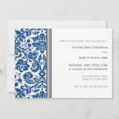 Aangepaste GraduPartij Uitnodiging Blauwe Grijs (Achterkant)