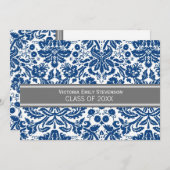 Aangepaste GraduPartij Uitnodiging Blauwe Grijs (Voorkant / Achterkant)