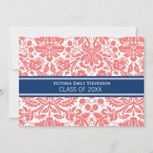 Aangepaste GraduPartij Uitnodiging Coral Blue (Voorkant)