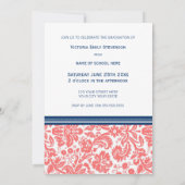 Aangepaste GraduPartij Uitnodiging Coral Blue (Achterkant)