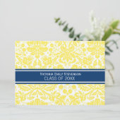Aangepaste GraduPartij Uitnodiging Geel Blauw (Staand voorkant)