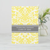 Aangepaste GraduPartij Uitnodiging Geel Grijs (Staand voorkant)