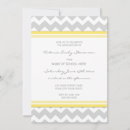 Aangepaste GraduPartij Uitnodiging Gele Chevron (Achterkant)
