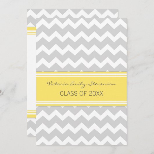 Aangepaste GraduPartij Uitnodiging Gele Chevron (Voorkant / Achterkant)