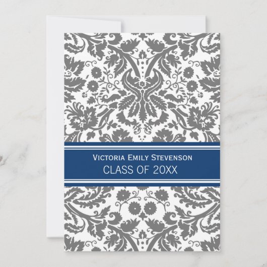 Aangepaste GraduPartij Uitnodiging Grijs Blauw (Voorkant)