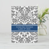 Aangepaste GraduPartij Uitnodiging Grijs Blauw (Staand voorkant)