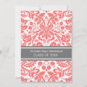 Aangepaste GraduPartij Uitnodiging Koraal grijs (Voorkant)