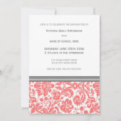 Aangepaste GraduPartij Uitnodiging Koraal grijs (Achterkant)