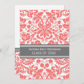 Aangepaste GraduPartij Uitnodiging Koraal grijs (Voorkant / Achterkant)