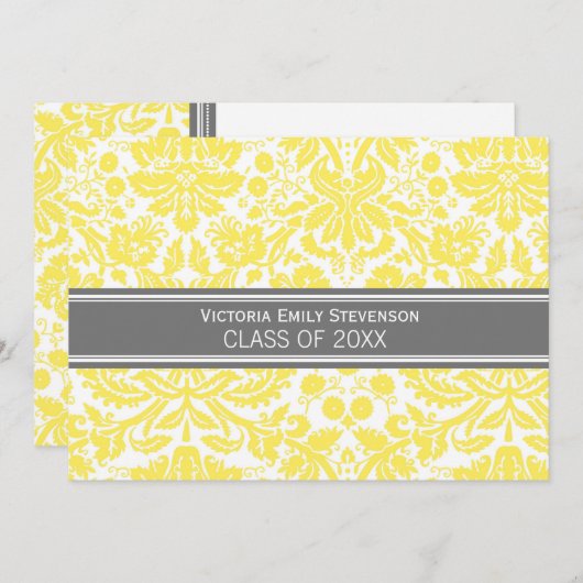 Aangepaste GraduPartij Uitnodiging Lemon Grey (Voorkant / Achterkant)