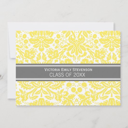 Aangepaste GraduPartij Uitnodiging Lemon Grey (Voorkant)