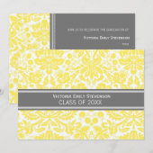 Aangepaste GraduPartij Uitnodiging Lemon Grey (Voorkant / Achterkant)