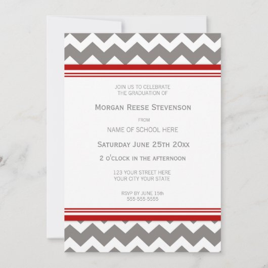 Aangepaste GraduPartij Uitnodiging Rode Chevron (Achterkant)