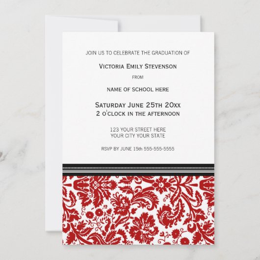 Aangepaste GraduPartij Uitnodiging rood Zwart (Achterkant)