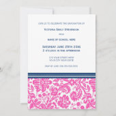 Aangepaste GraduPartij Uitnodiging Roze Blauw (Achterkant)