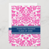 Aangepaste GraduPartij Uitnodiging Roze Blauw (Voorkant / Achterkant)