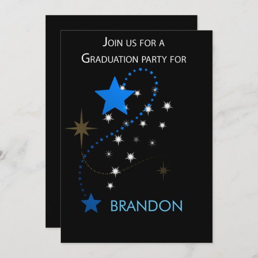 Aangepaste GraduPartij Uitnodigingssterren Blauw o Kaart (Voorkant / Achterkant)