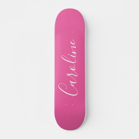 Aangepaste grafische Calligrafie Naam Hot Pink Persoonlijk Skateboard (Voorkant)