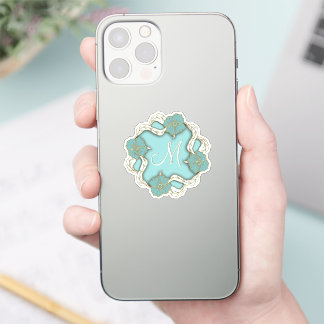 Aangepaste grafische Letter Floral Leafs Art Moti Sticker