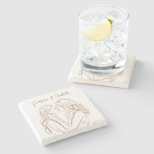 Aangepaste grafische lijnillustratie stenen onderzetter (Zijkant)