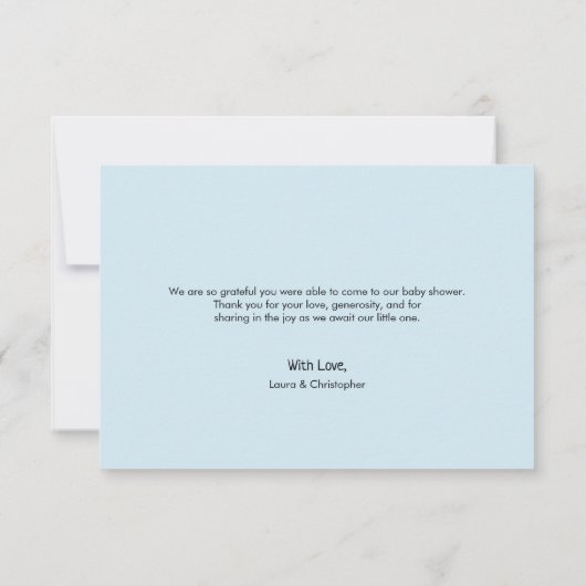 Aangepaste grafische moderne babyblauwe douche Dan Bedankkaart (Achterkant)