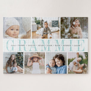 Aangepaste grammie 7 Foto Grandchildren Collage Legpuzzel