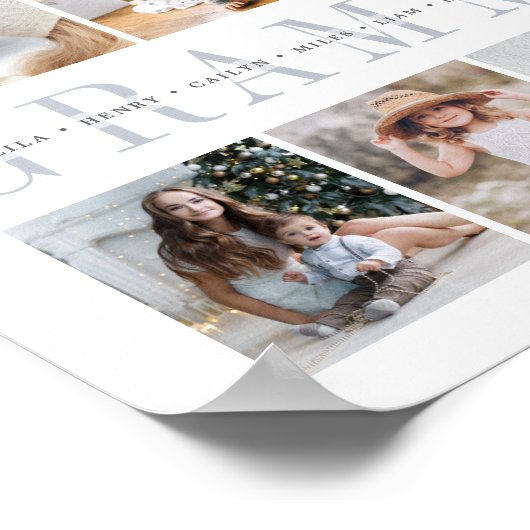 Aangepaste grammie 7 Foto Grandchildren Collage Poster (Hoek)