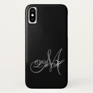 Aangepaste grammonogram Initiaal Eenvoudig grijs z iPhone X Hoesje