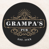Aangepaste Grampa's Pub Home Bar Jaar ingesteld Ronde Kartonnen Onderzetter (Voorkant)